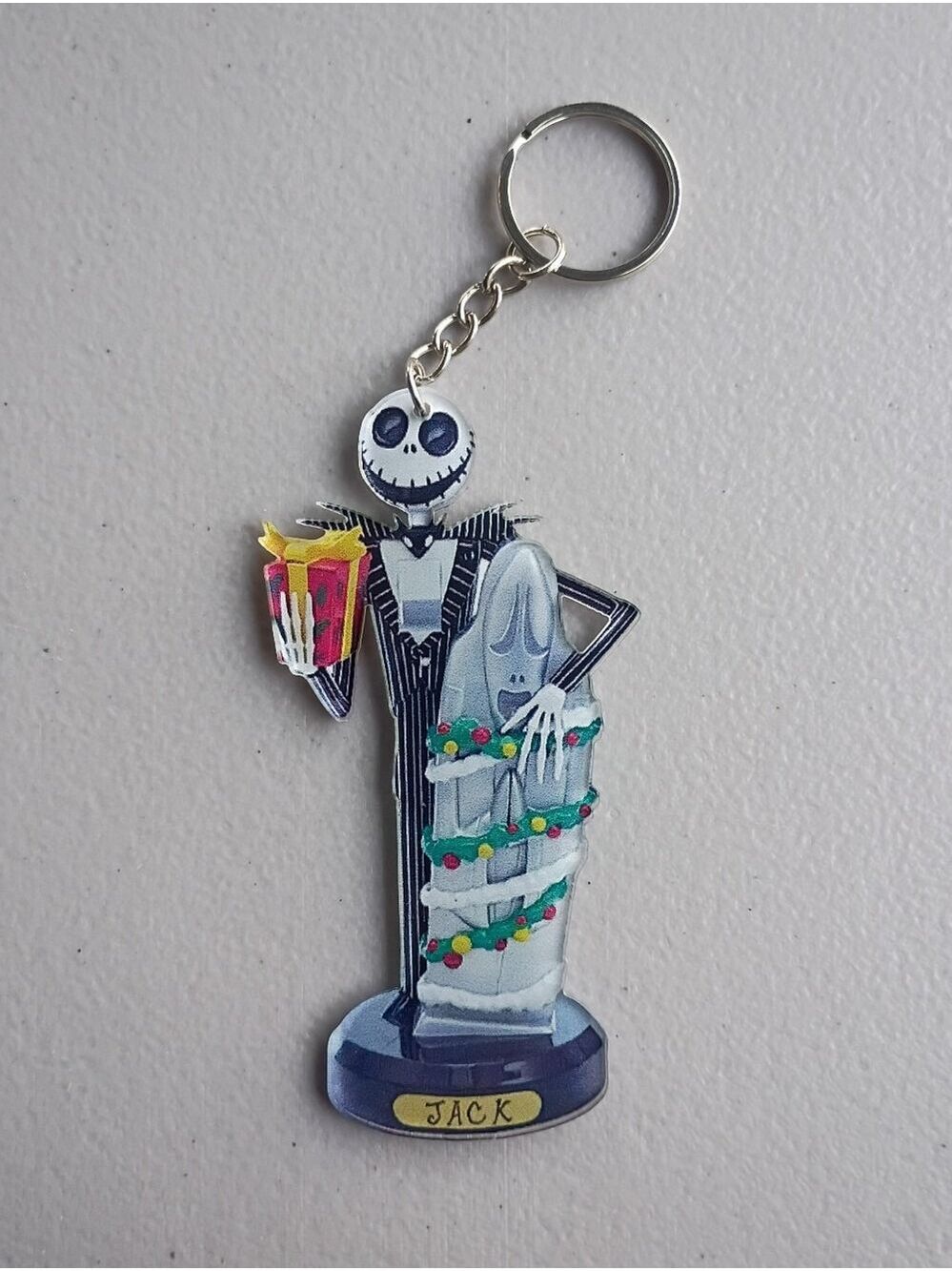 Jack Skellington Keychain with Holiday Ghost